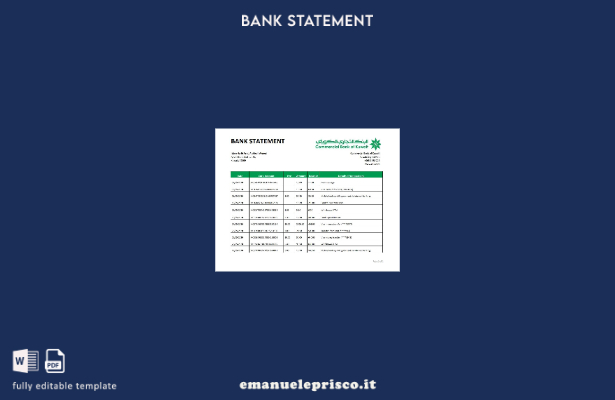 modello di parola di estratto conto bancario stile verificato Kuwait Commercial 